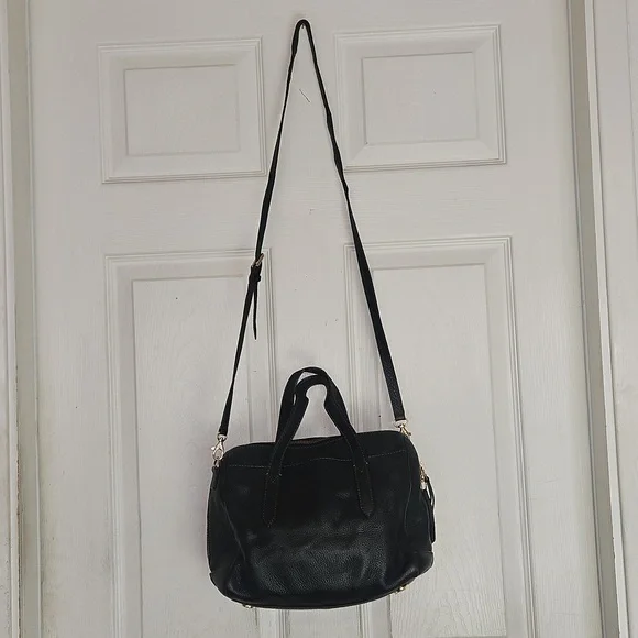 Fossil Black Crossbody Bag Satchel Pebbled Leather - Picture 10 of 16